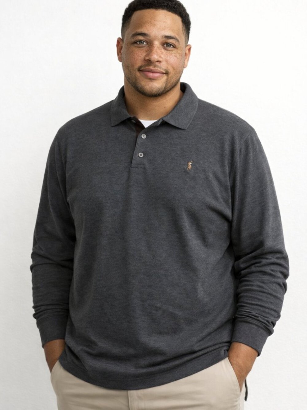 Polo Ralph Lauren Men’s Long Sleeve Polo Shirt Soft Cotton Gray Size XL EUC/NWOT